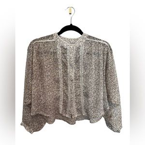 Anthropologie Bishop + Young short wide sleeve boho floral blouse Size XS